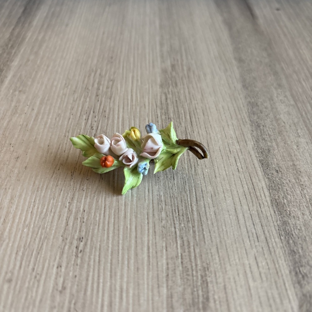 Vintage Flower Brooch Porcelain 2"